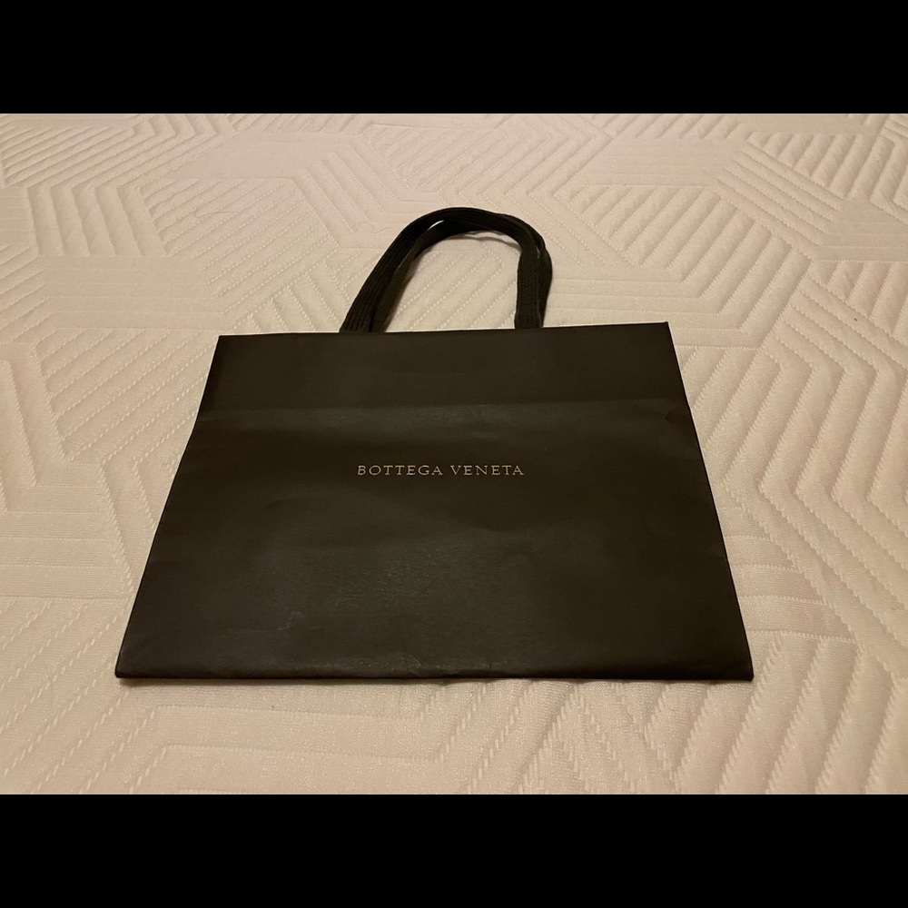 Luxury brand shopping bags (Stella McCartney and Bottega Veneta and Apple)